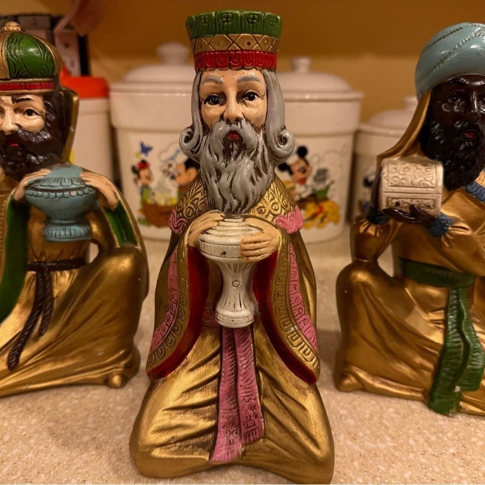 Vintage Ardco Holiday Golden Three Wise Men Christmas Figurines made in Japan